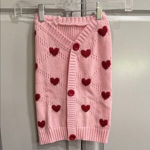 Red Heart Pink Eyelet Doggie Cardigan Knit Sweater See Photos for Measurements